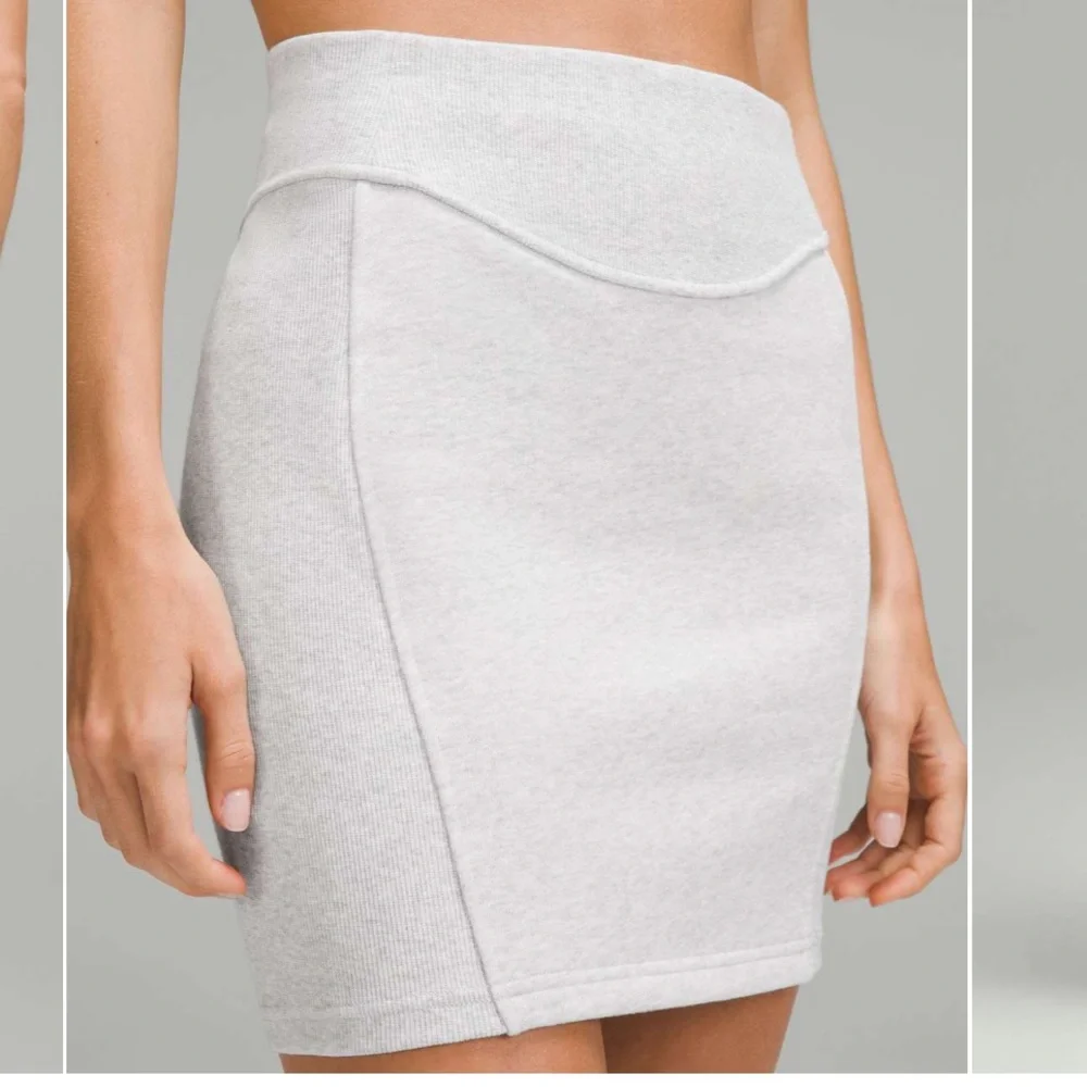 Lululemon Scuba HighRise Mini Skirt Heathered Core Ultra Light Gray Med NWT - Picture 3 of 9